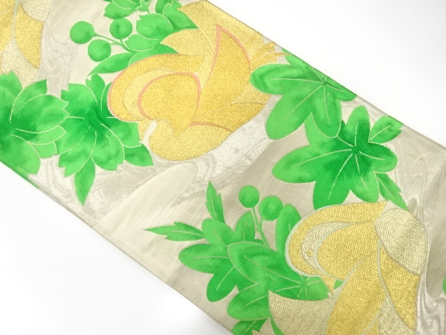 JAPANESE KIMONO / ANTIQUE FUKURO OBI / SILK / WOVEN MANDARIN DUCK & SAKURA